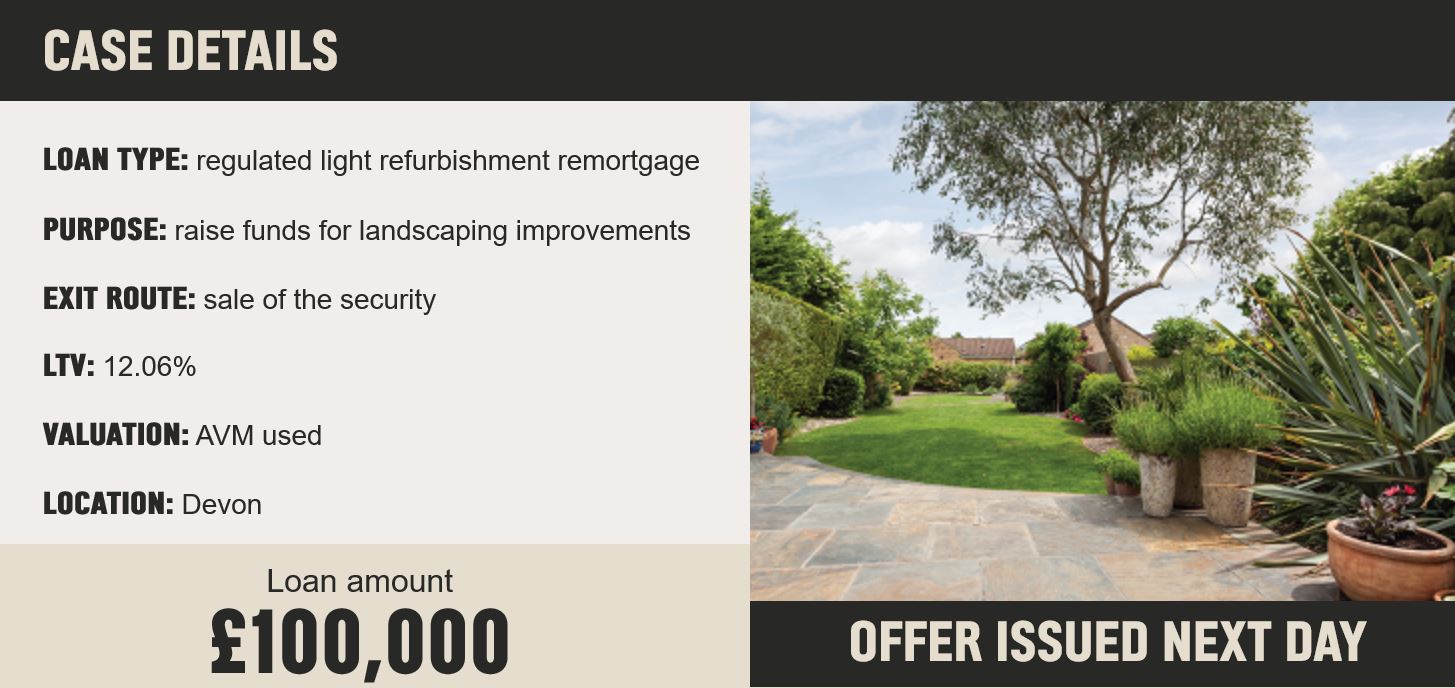 Fast-tracked regulated remortgage for light refurb